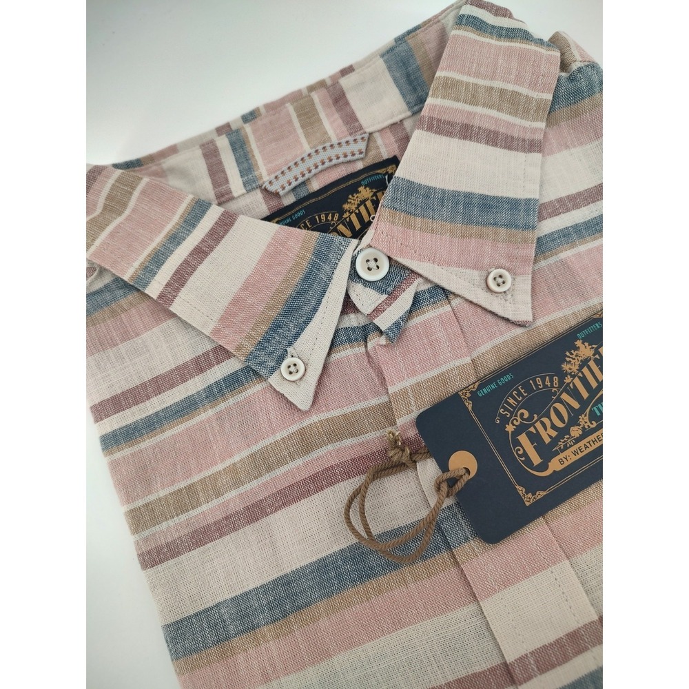 Frontier Threads Men's Short Sleeve Linen Like Button Up Shirt Size XL